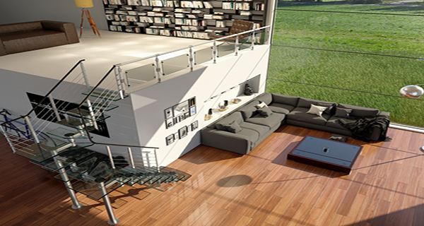 Diseño sala de estar con jardín